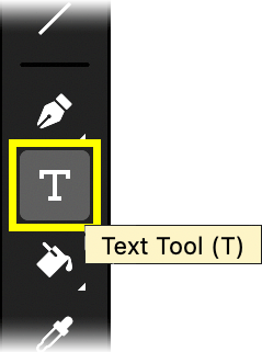the text tool selected in the tools panel