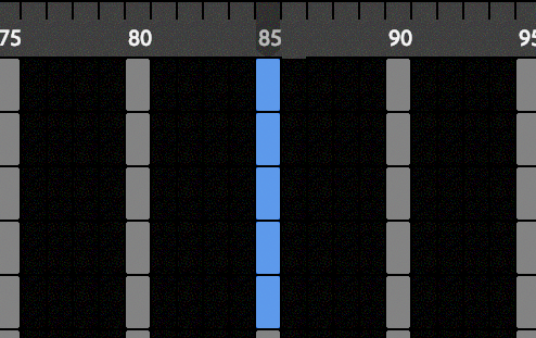 Frame 85 selected in all 5 layers